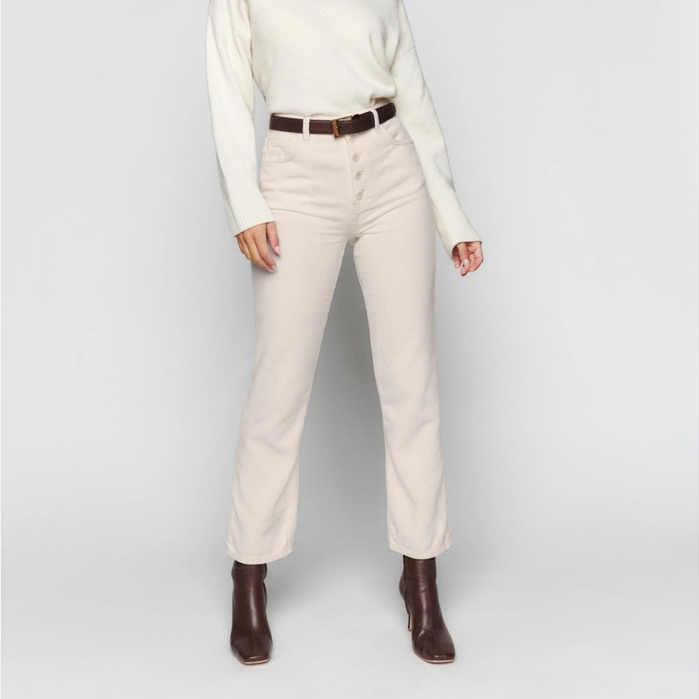 Reformation Cream Straight Leg Jeans